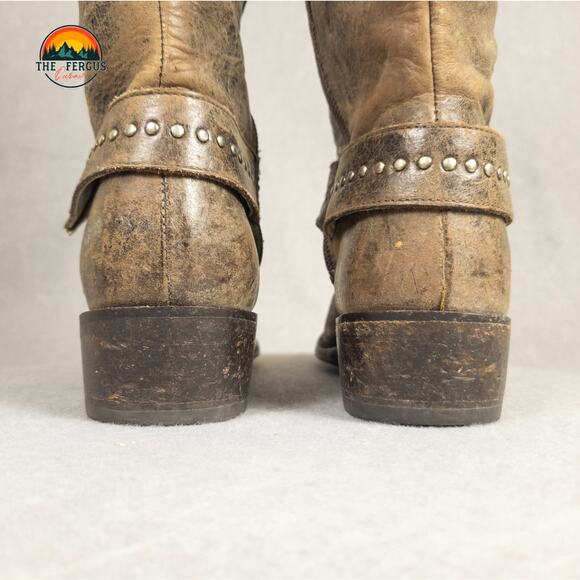 Sonora Double-H Cowboy Boots Brown Leather Western Country Rodeo Women's Size 7M - Picture 11 of 14